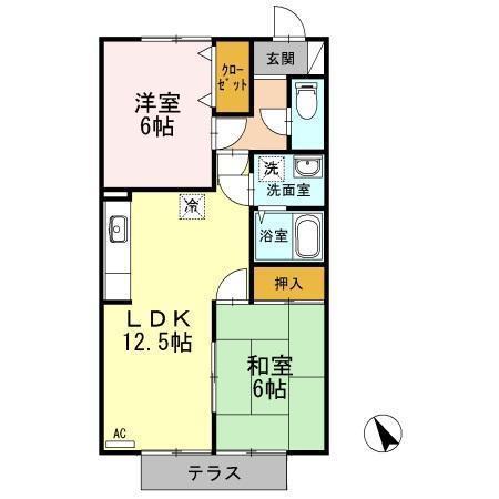 ルミエール中迫(2LDK/1階)の間取り写真