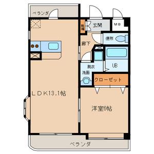 ホープSパレス(1LDK/3階)の間取り写真