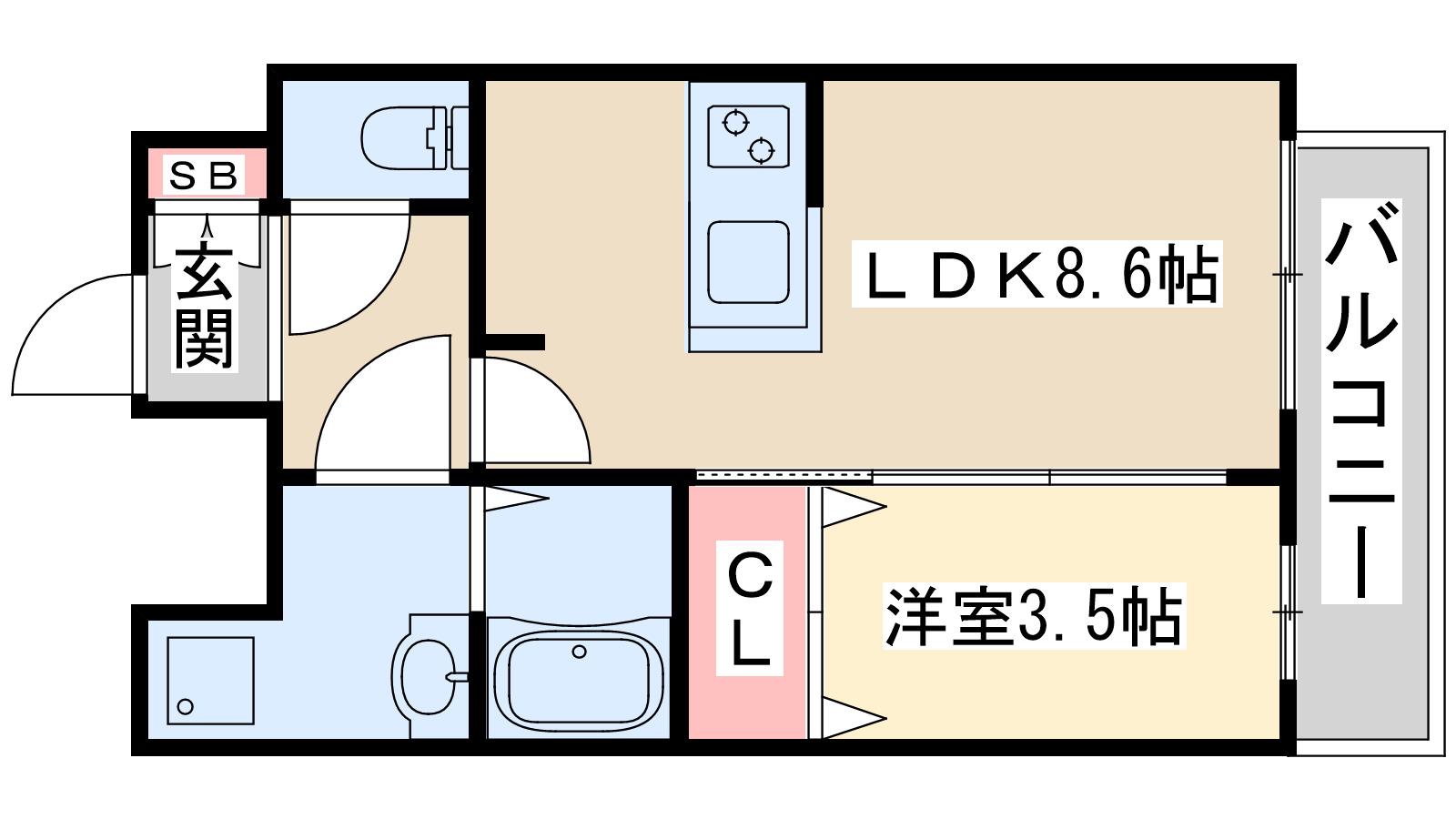 プレサンス京橋GREEN YARDアルミラ(1LDK/8階)の間取り写真