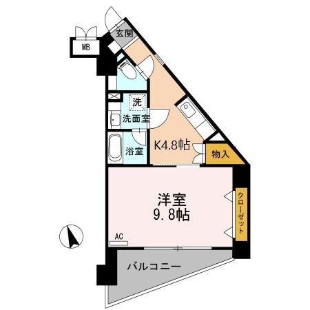 T2 FLAT(1K/6階)の間取り写真