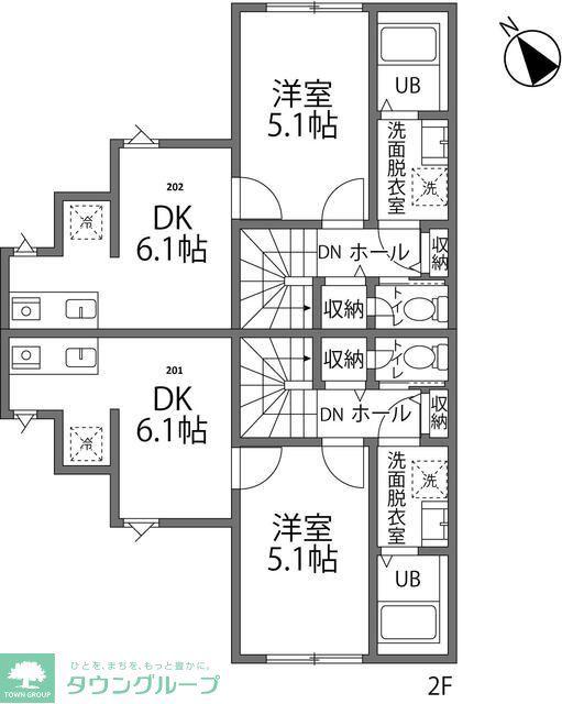 TERASU武蔵村山(1DK/2階)の間取り写真