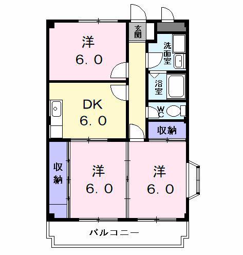 レジデンス柳森(3DK/1階)の間取り写真