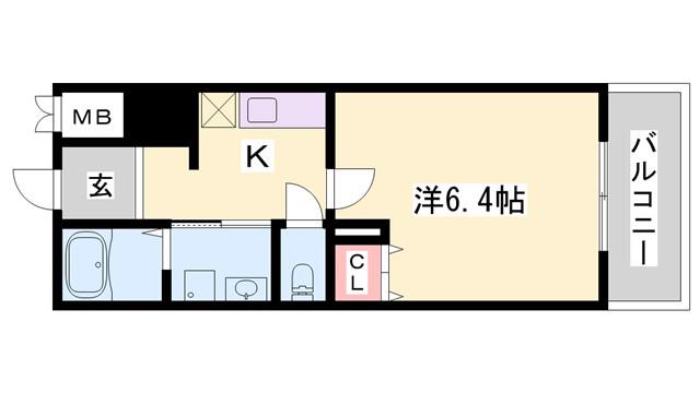 インタービレッジ船丘(1K/7階)の間取り写真