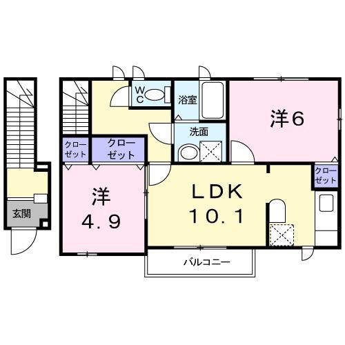 ジェルメテールC(2LDK/2階)の間取り写真