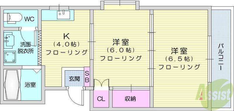 メゾンブランシュ2(2K/2階)の間取り写真