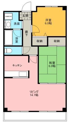 ロイヤルヴェール山下(2LDK/6階)の間取り写真