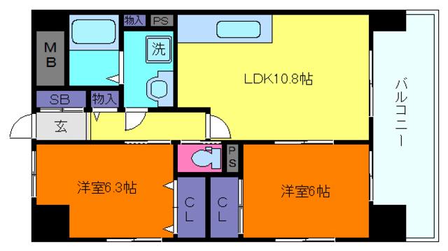 LAZO御影(2LDK/3階)の間取り写真