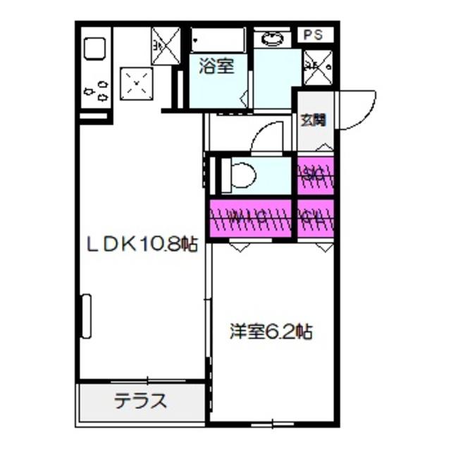 グランドール清水(1LDK/1階)の間取り写真