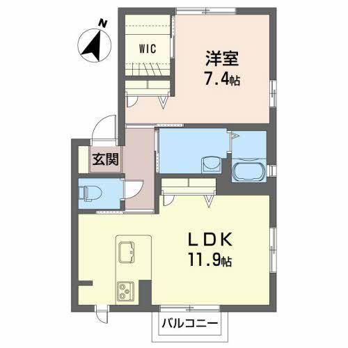 オーブA(1LDK/1階)の間取り写真