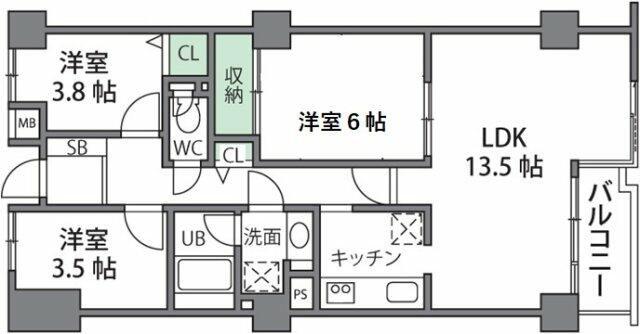 プライムアーバン千歳烏山(2SLDK/1階)の間取り写真