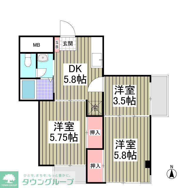 メゾン中郷(3DK/1階)の間取り写真