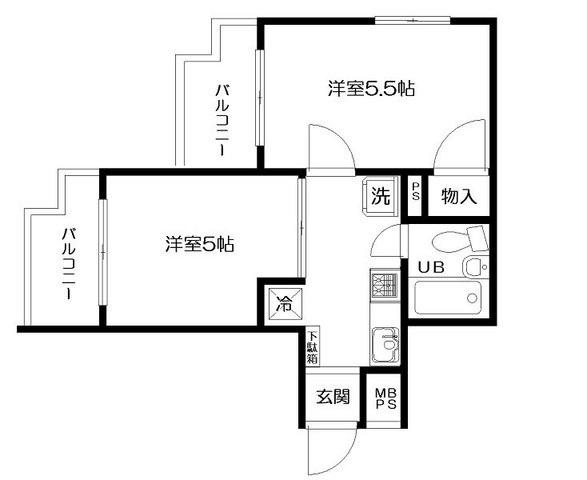 日神パレス梅屋敷(2K/2階)の間取り写真