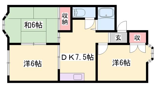 マノワールA(3DK/2階)の間取り写真