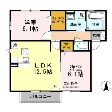 D-ROOMリベルテ(2LDK/1階)の間取り写真