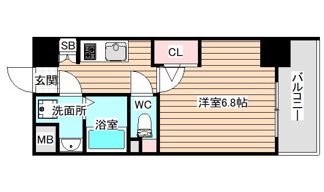 エクスクルーシブレジデンス西九条(1K/2階)の間取り写真