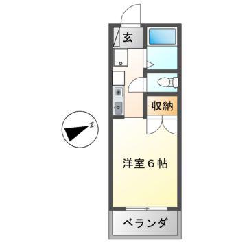三恵ハイツ(1K/6階)の間取り写真