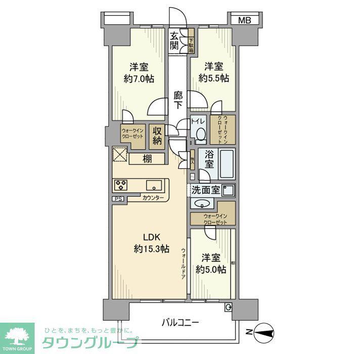 シティテラス八千代緑が丘ブリーズコート(3LDK/6階)の間取り写真