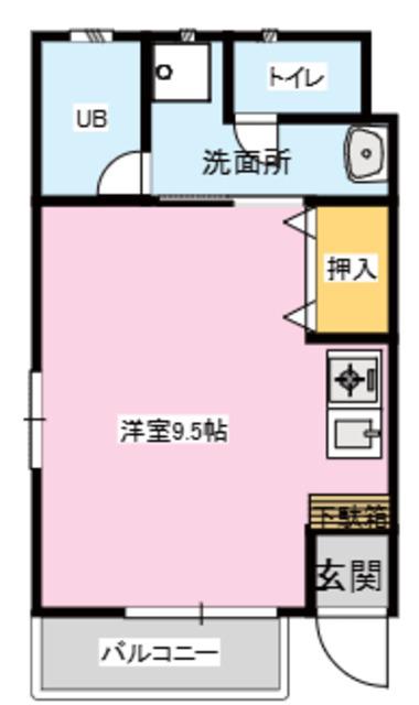 カイトハウス(ワンルーム/1階)の間取り写真