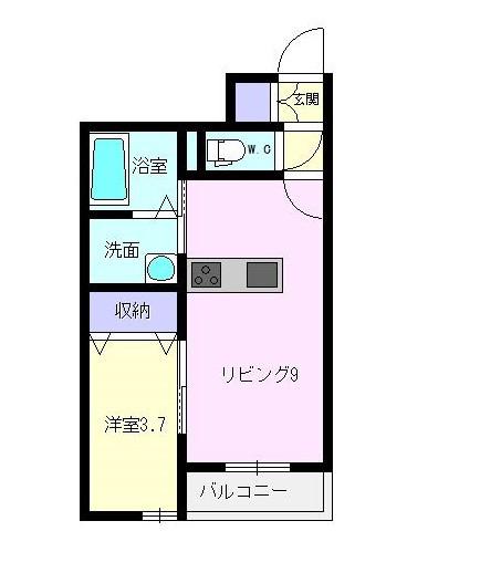 ドルチェ・ヴィータ東与賀A(1LDK/1階)の間取り写真