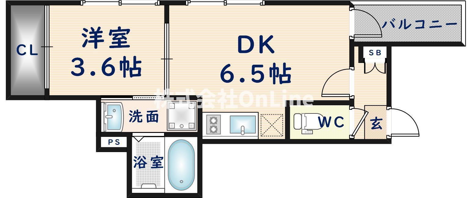 ソリュートピア(1DK/3階)の間取り写真