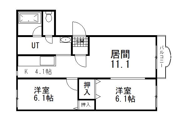 ユーハイム・アンソレイエIII(2LDK/1階)の間取り写真