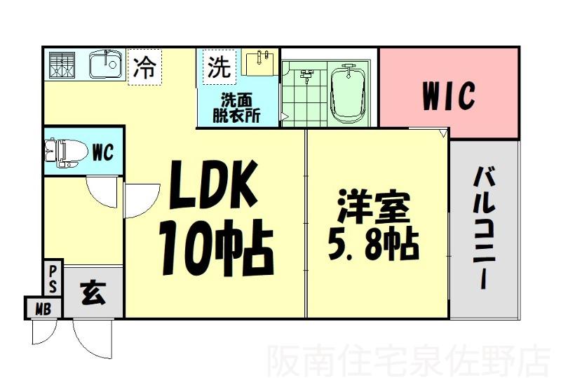 サンパレス りんくう(1LDK/1階)の間取り写真