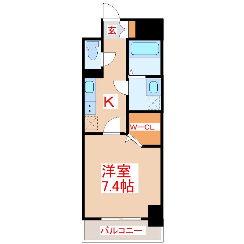 ルーカスいづろ(1K/5階)の間取り写真