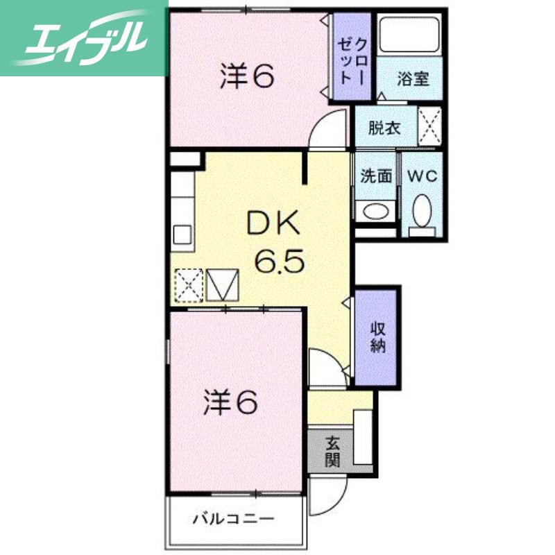 アルカンシエル(2DK/1階)の間取り写真