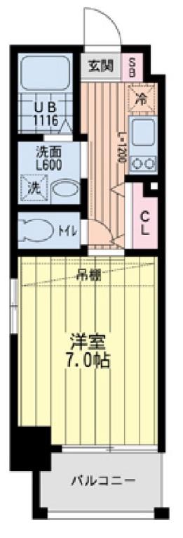 アネスト谷町(1K/8階)の間取り写真