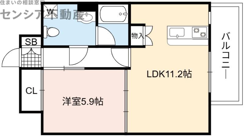 アクエルド緑地公園(1LDK/5階)の間取り写真