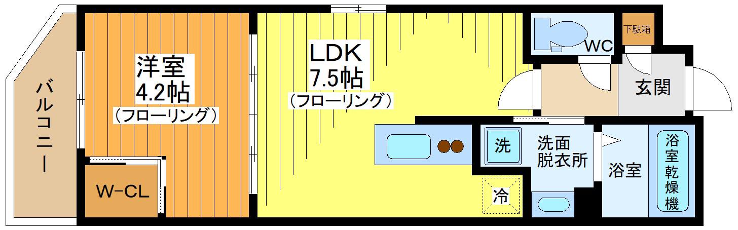ルネサンスコート三軒茶屋(1DK/1階)の間取り写真