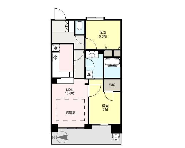 ユニ・アルス吹上プレジオ 202号(2LDK/2階)の間取り写真