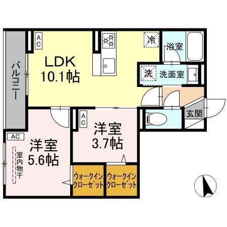 セレスティア東葛西 Ⅵ(1SLDK/2階)の間取り写真