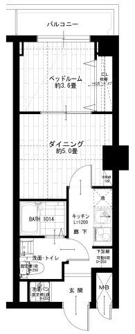 ライオンズプラザ南太田(1DK/2階)の間取り写真