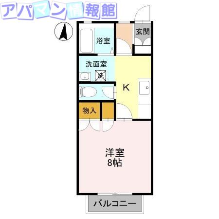 クリスタル女池B(1K/1階)の間取り写真