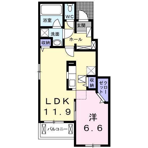 ラ・カンパネラIII B(1LDK/1階)の間取り写真