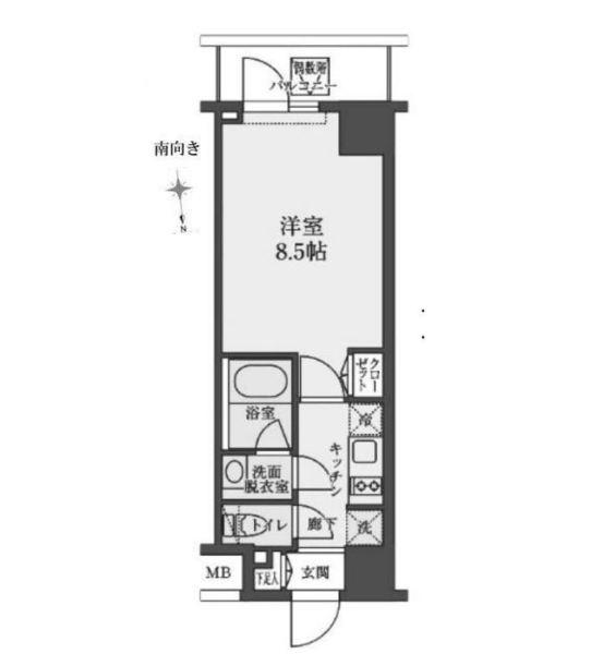 S-RESIDENCE清澄白河(1K/6階)の間取り写真