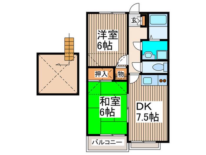 アミューズプラザ(2DK/2階)の間取り写真