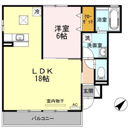エスポワールMANABEA棟(1LDK/1階)の間取り写真
