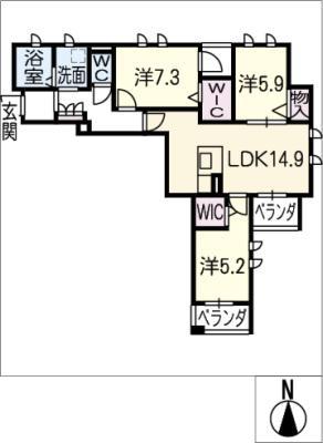 セントリィ(3LDK/2階)の間取り写真