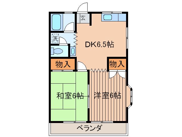 レスカル石神井(2DK/1階)の間取り写真