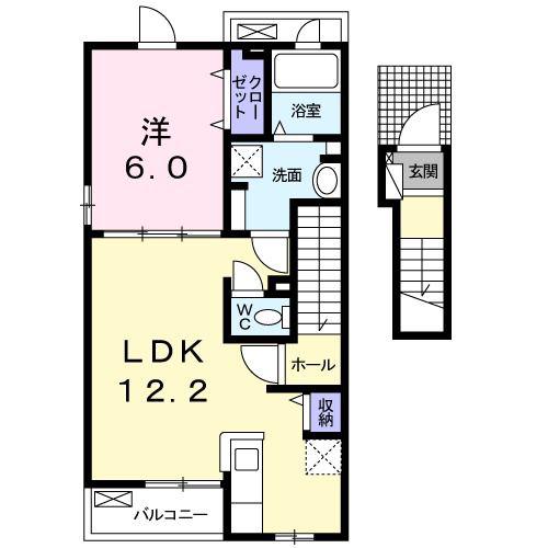 アルヴィータ A(1LDK/2階)の間取り写真