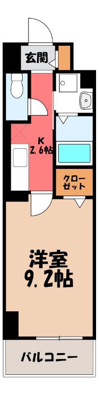シティコア高崎(1K/3階)の間取り写真
