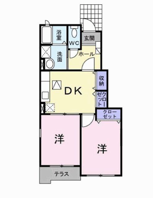 グレイシャスハイムB棟(2DK/1階)の間取り写真
