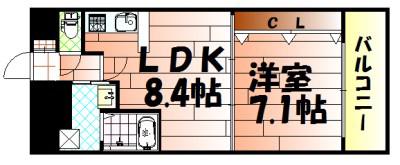 NO.65クロッシングタワー(1LDK/19階)の間取り写真