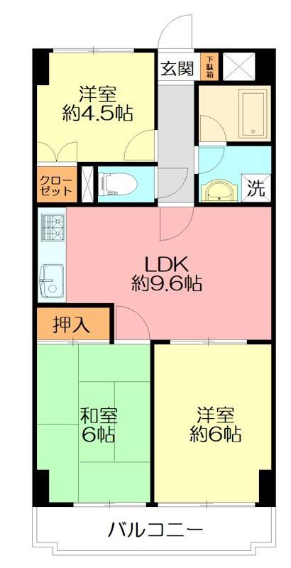 スカイパレス東戸塚(3DK/7階)の間取り写真
