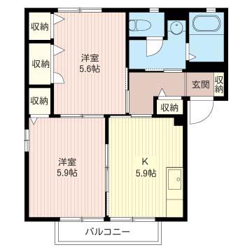 イーストヒルズ渡辺2(2K/1階)の間取り写真