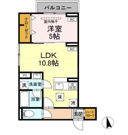 セレスティア前野町(1LDK/1階)の間取り写真