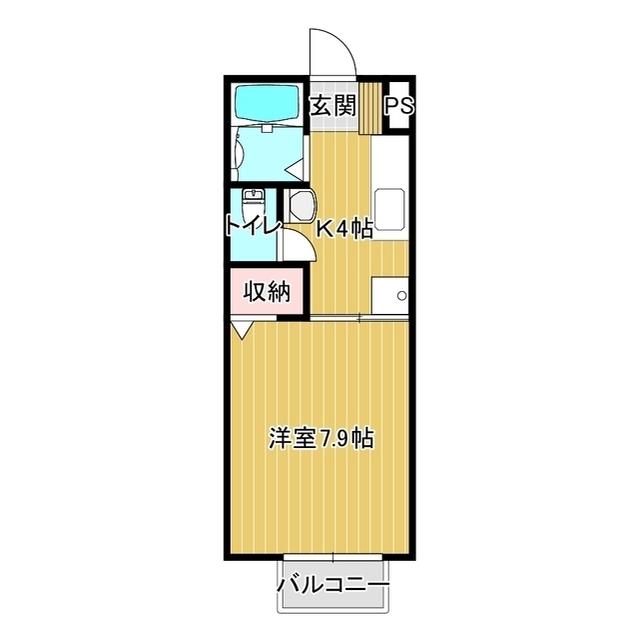 サンスイハイツ下山(1K/2階)の間取り写真