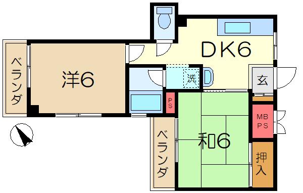 マエザワ第2コーポ(2DK/3階)の間取り写真